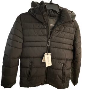 NEW NOIZE Kids Black Long Sleeve Hooded Full-Zip Puffer Jacket Size L